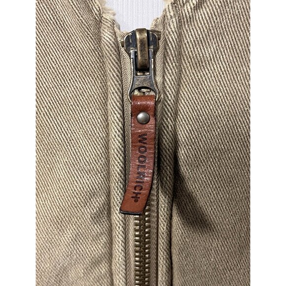 Woolrich Sherpa Lined Canvas Work Vest Mens 2XL Khaki Zip Front Outdoor - Picture 2 of 11